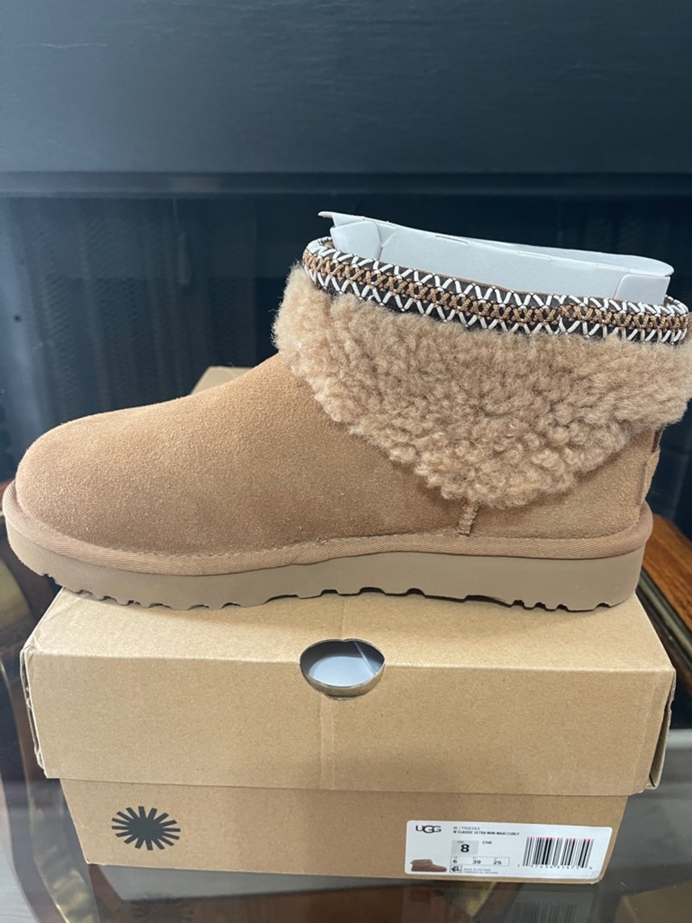 UGG Chestnut Suede Shearling Cuff Ankle Boot - Picture 4 of 7